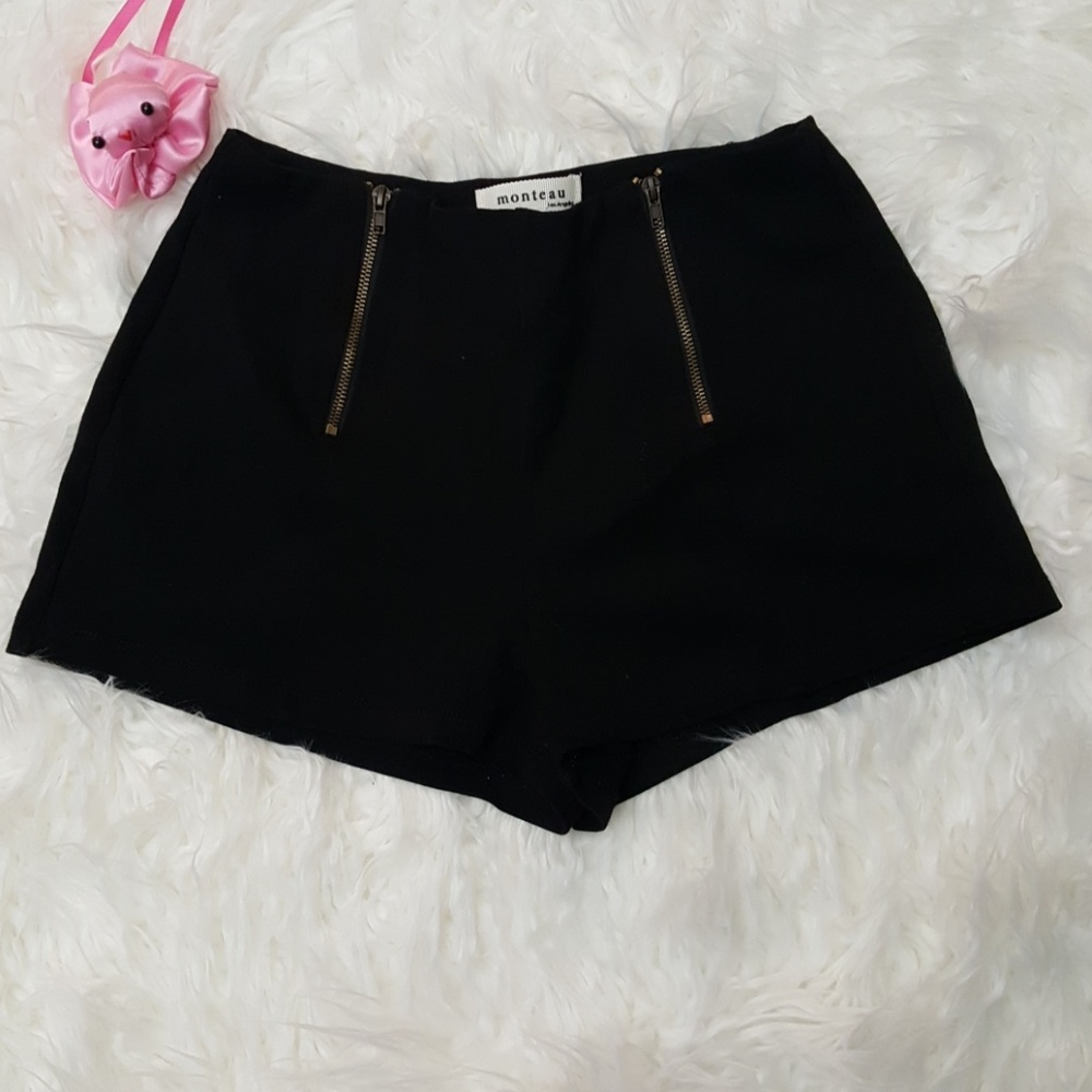 High waist zipper shorts